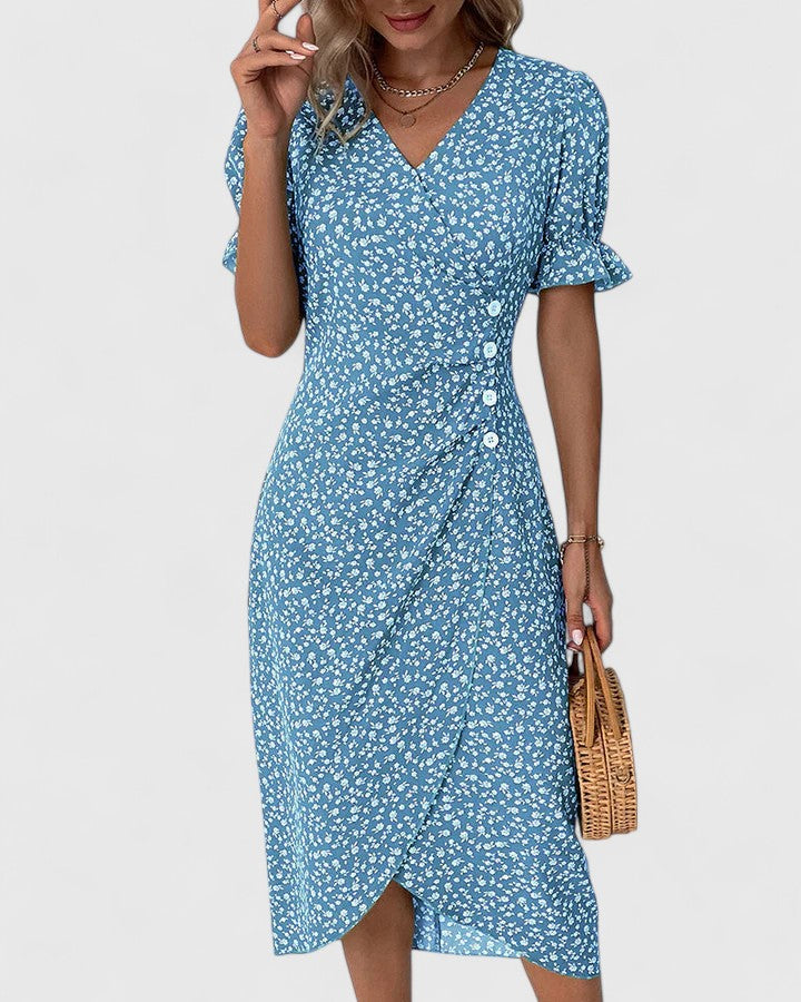 Women's Floral V-Neck Wrap Dress