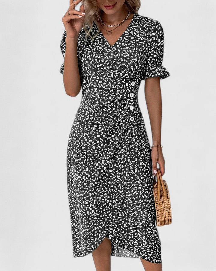 Women's Floral V-Neck Wrap Dress