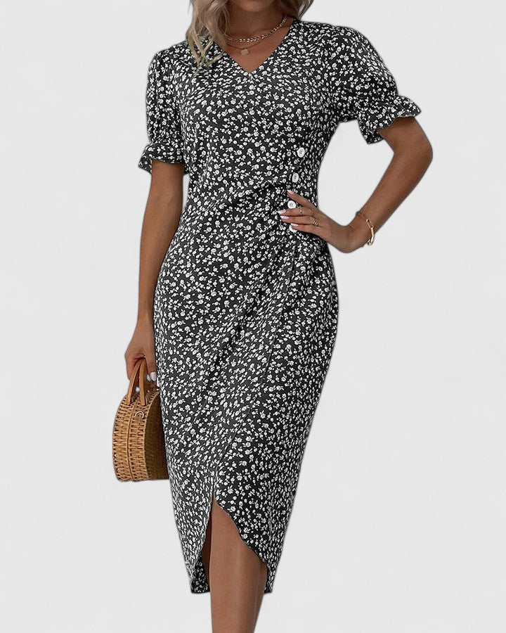 Women's Floral V-Neck Wrap Dress