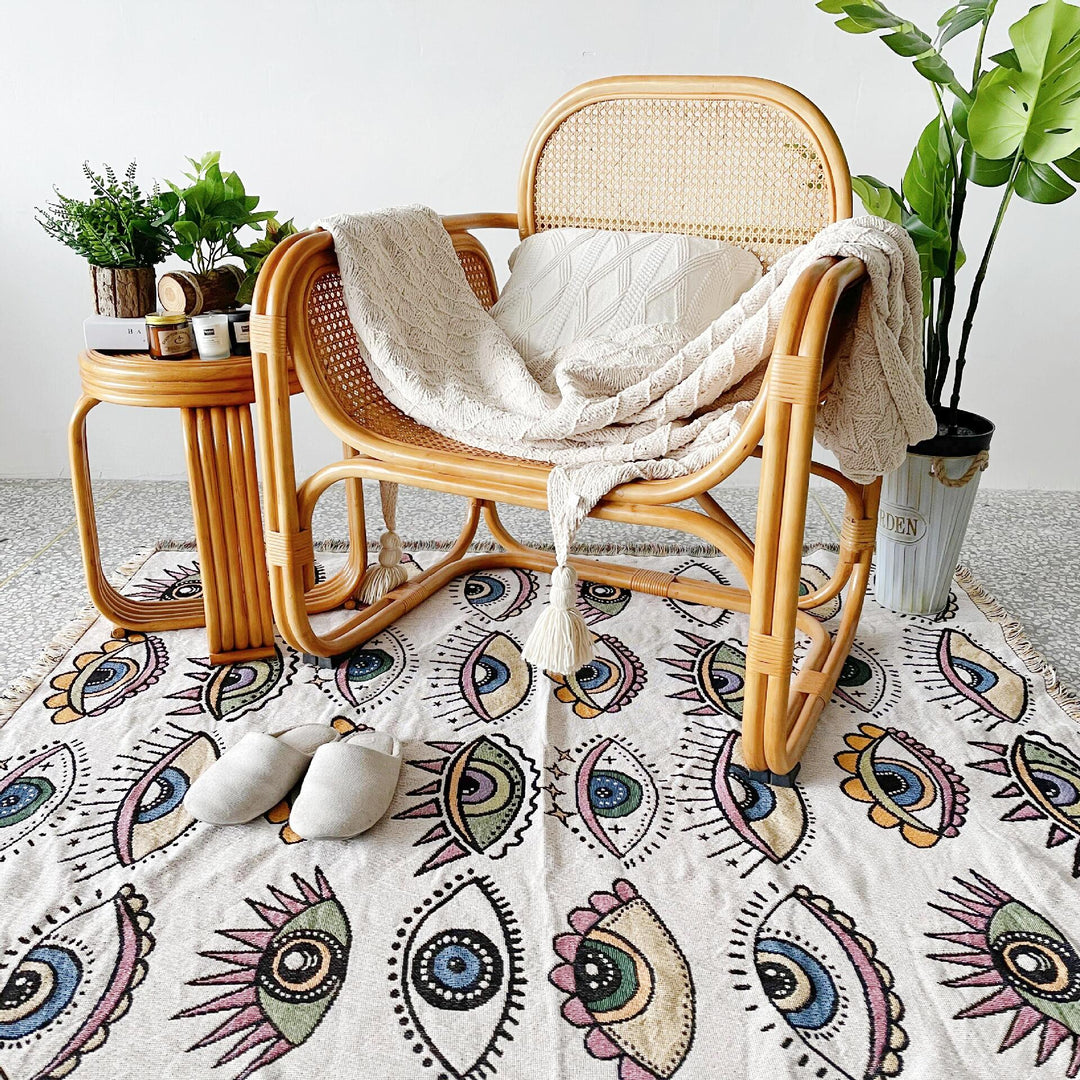 Evil Eye Beach Blanket | Cotton Fashion Towel & Camping Mat | Outdoor & Home