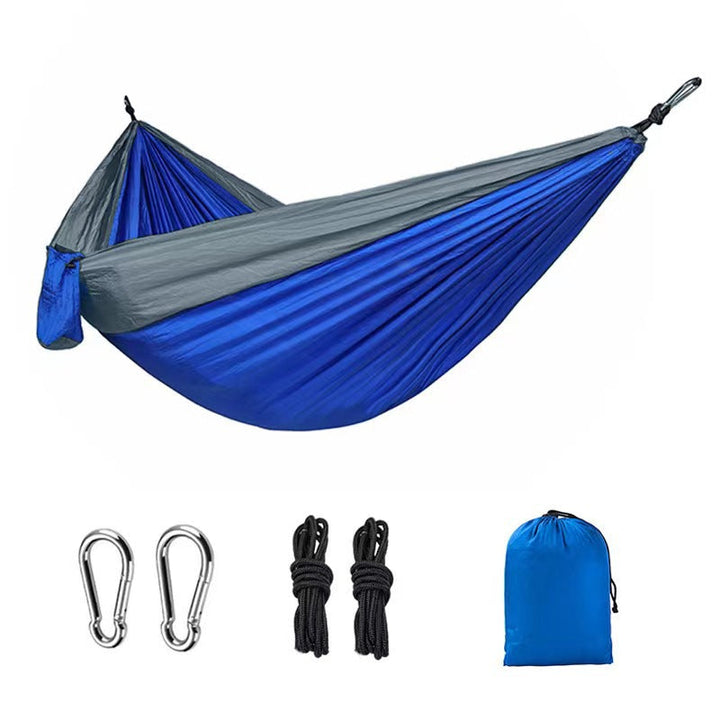 Color-Blocked Nylon Camping Hammock | 300kg Capacity & Straps | Outdoor & Yard