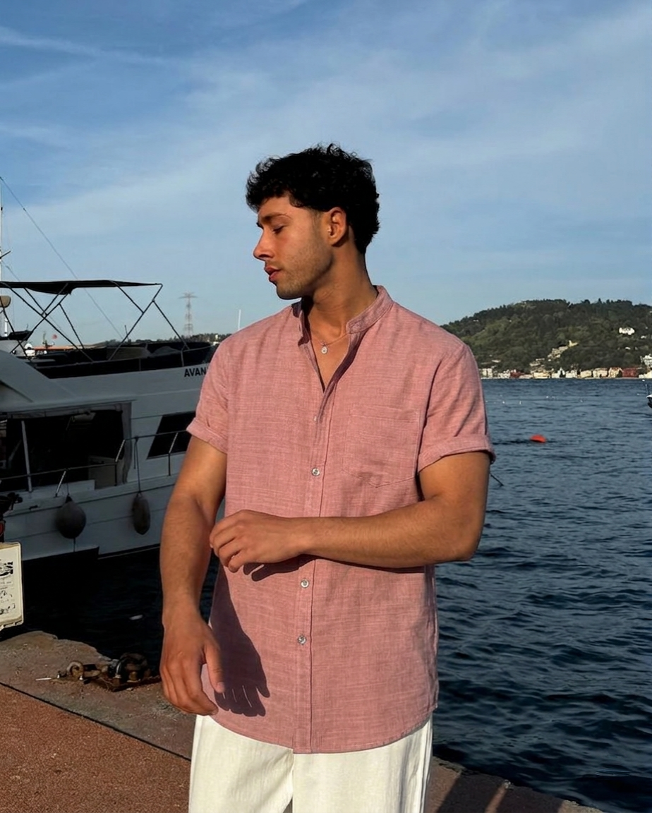 Men's Short Sleeve Shirt and Trousers Lounge Set