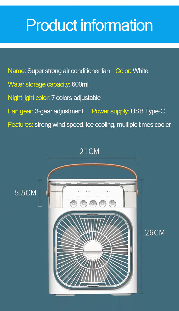 Portable 3-Speed Desktop Air Cooler Mist Cooling Fan