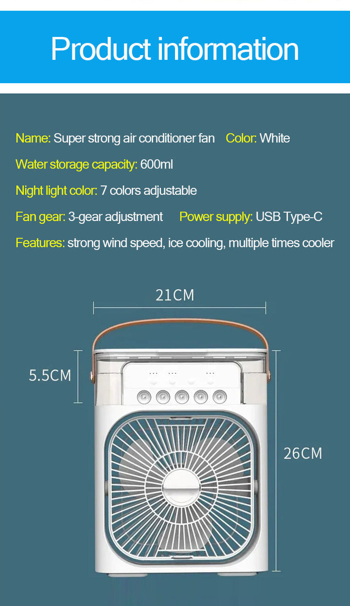 Portable 3-Speed Desktop Air Cooler Mist Cooling Fan
