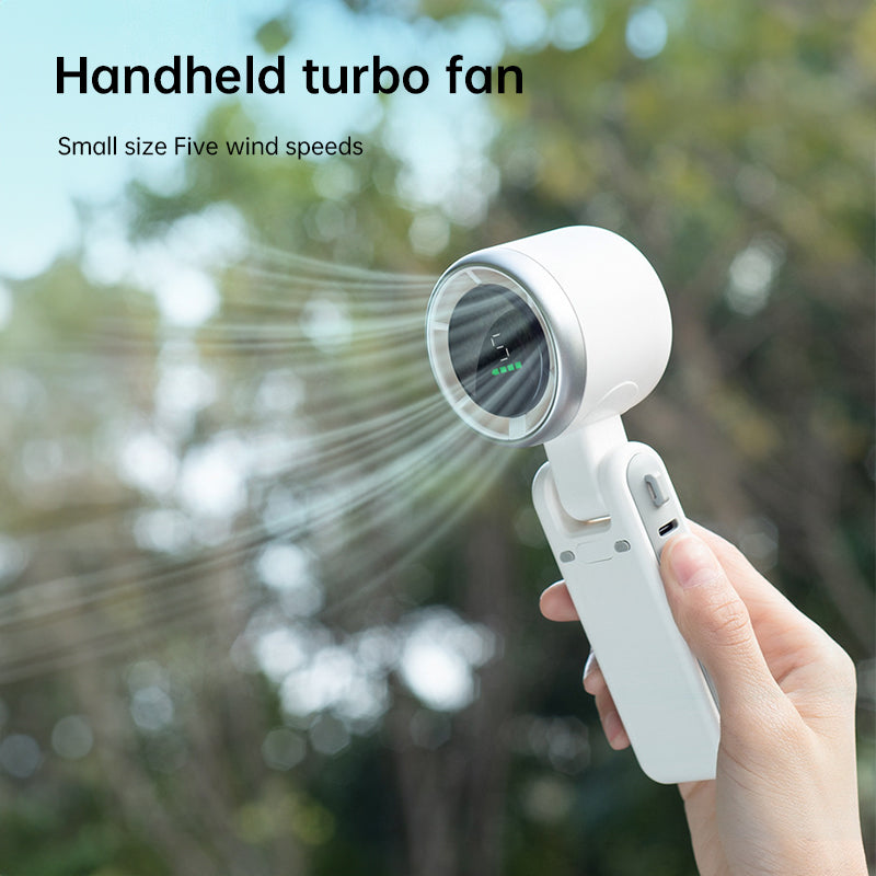 Handheld Turbo Fan | Foldable 5-Speed Cooling | Outdoor & Desk Use
