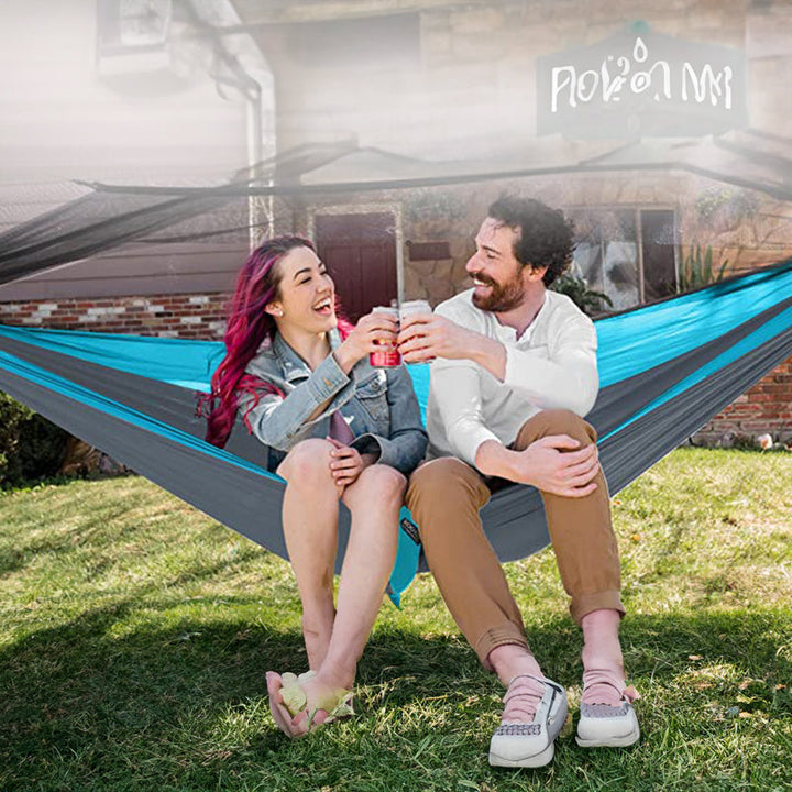 Color-Blocked Nylon Camping Hammock | 300kg Capacity & Straps | Outdoor & Yard