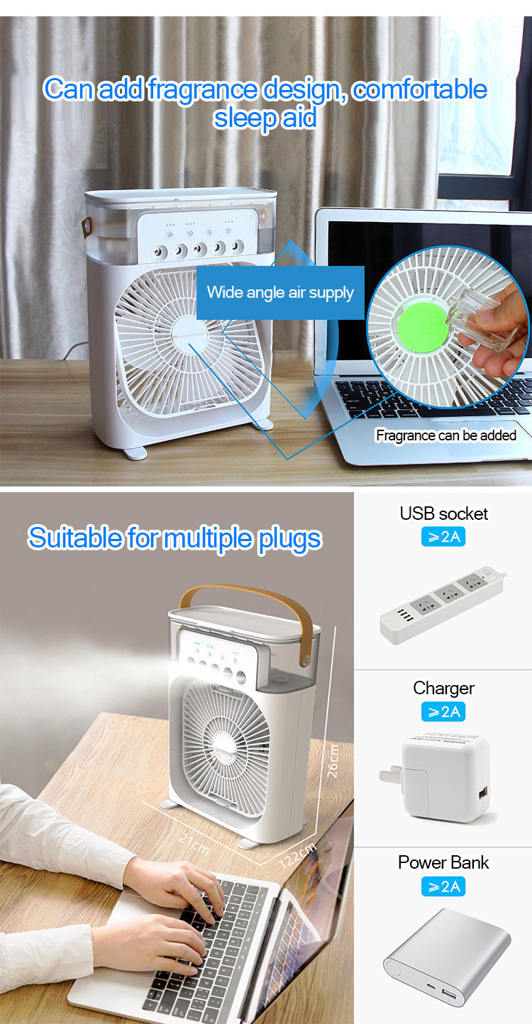 Portable 3-Speed Desktop Air Cooler Mist Cooling Fan