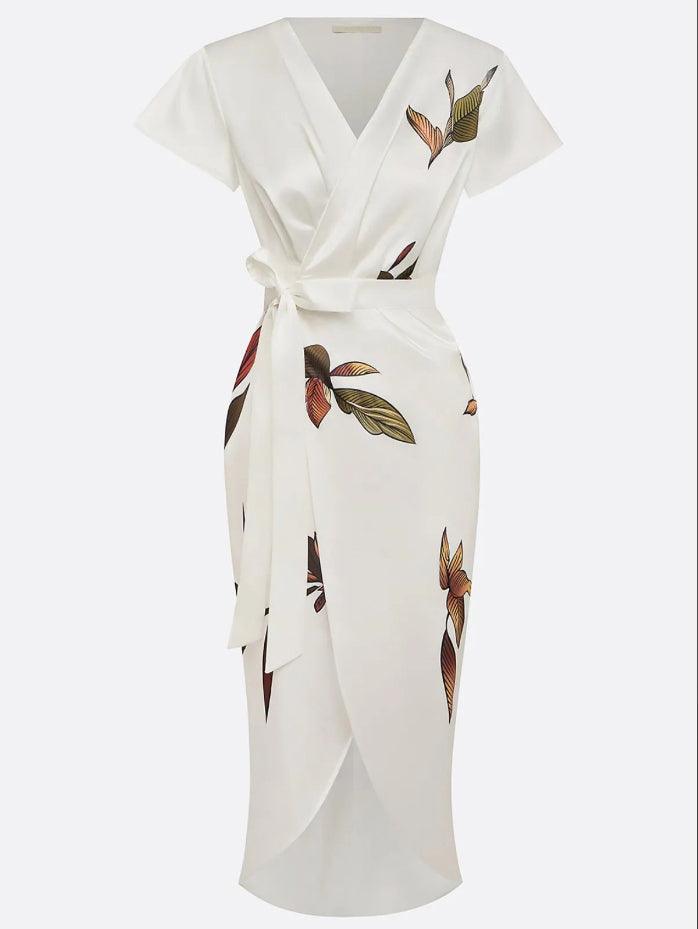 Women's V-Neck Floral Wrap Dress