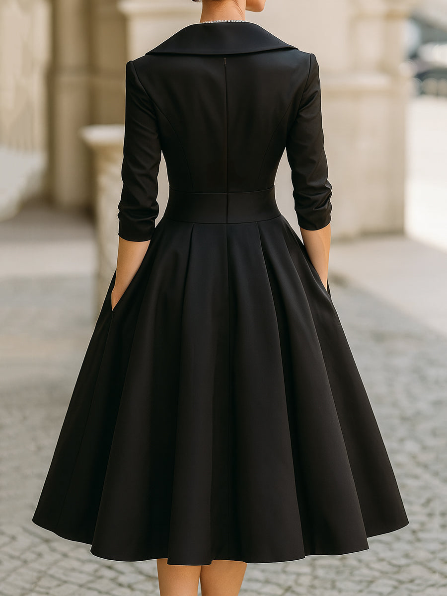 Women's Retro Collared A-Line Dress