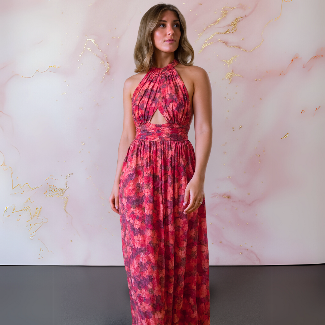 Women’s High Slit Floral Halter Maxi Dress