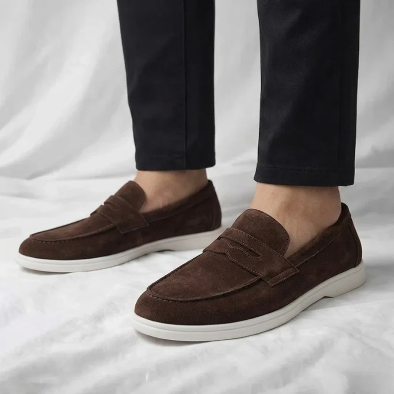 Men Suede Penny Loafers Casual Slip On Shoes