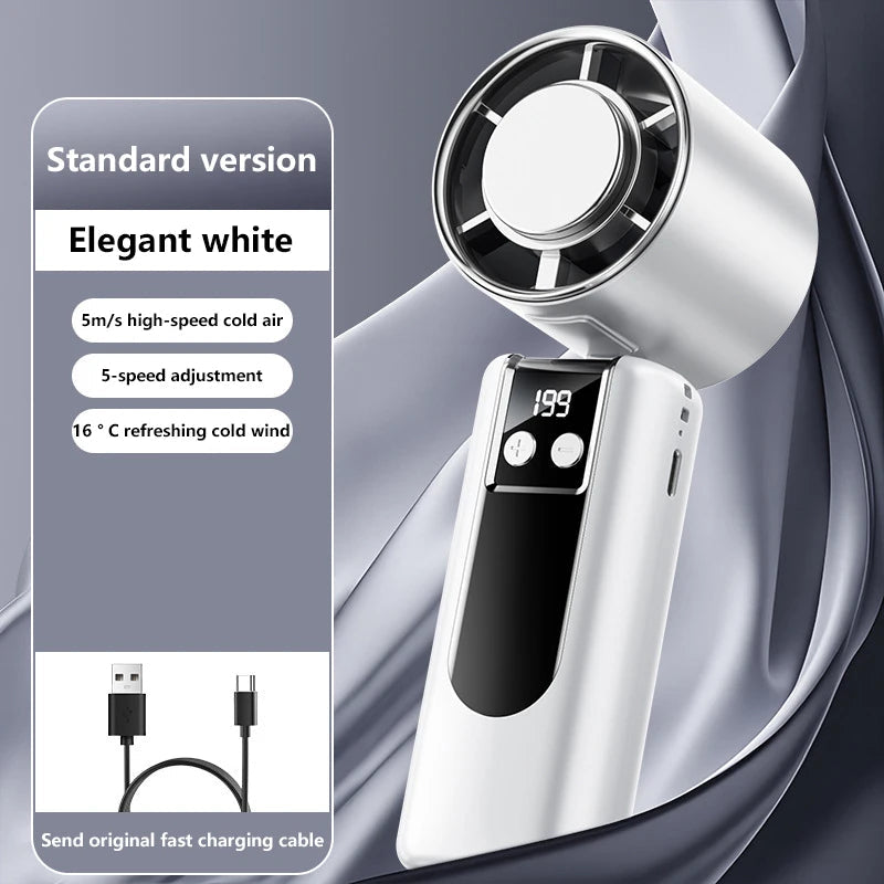 Portable Cooling Fan | 5-Speed High Wind Airflow | Travel & Desk