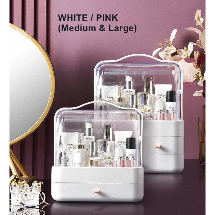 Makeup Storage Box │ Clear Dustproof Cover │ Vanity Desk