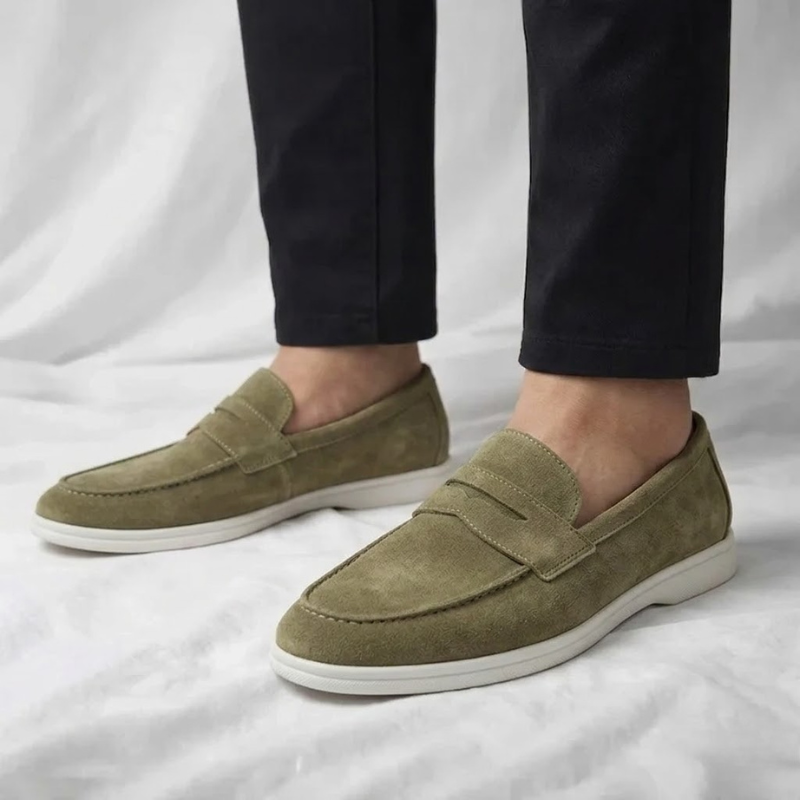 Men Suede Penny Loafers Casual Slip On Shoes