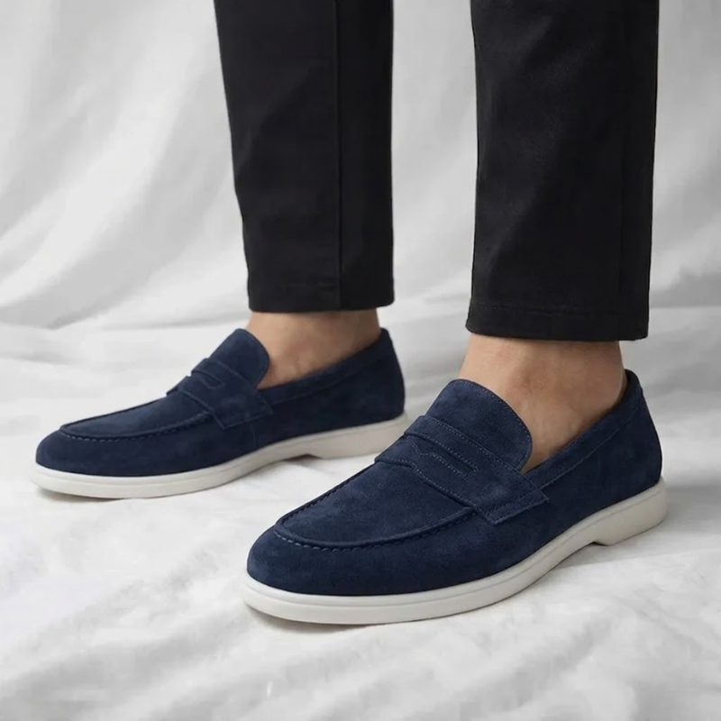 Men Suede Penny Loafers Casual Slip On Shoes