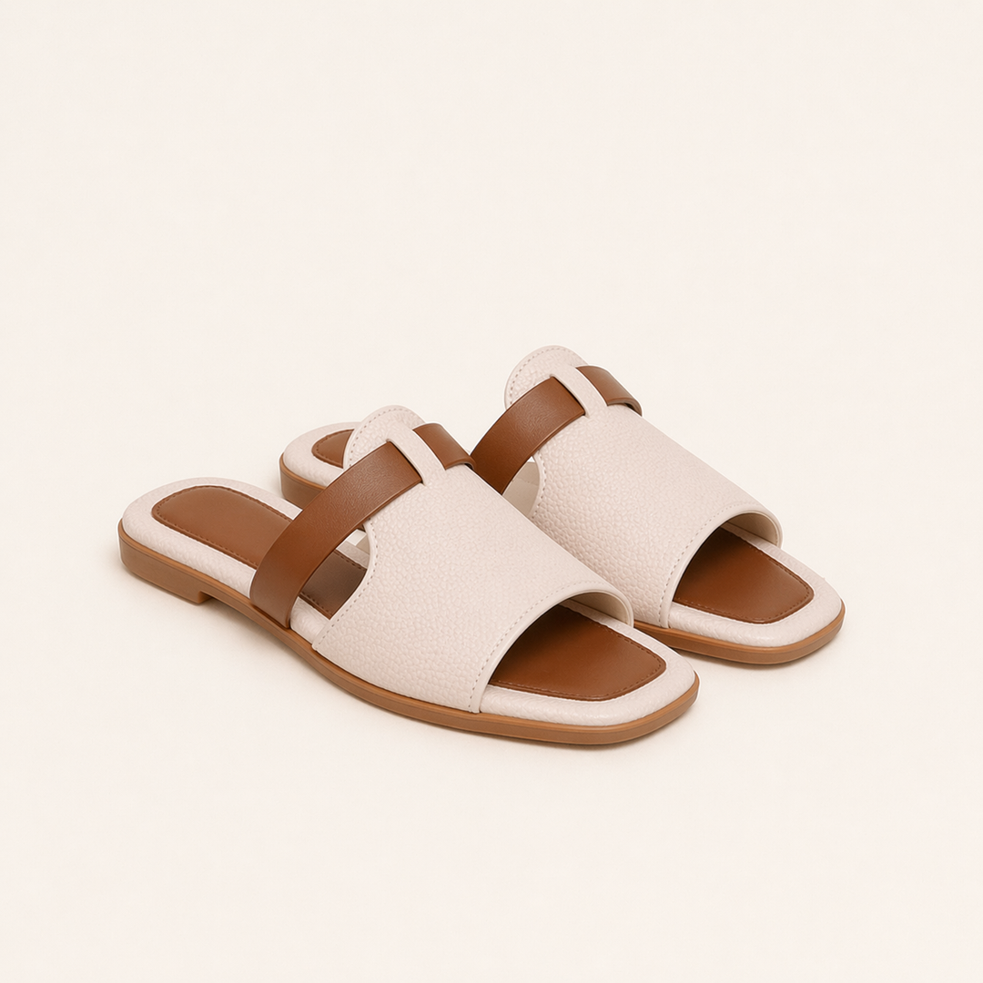 Covernorth Women's Two-Tone Flat Slide Sandals