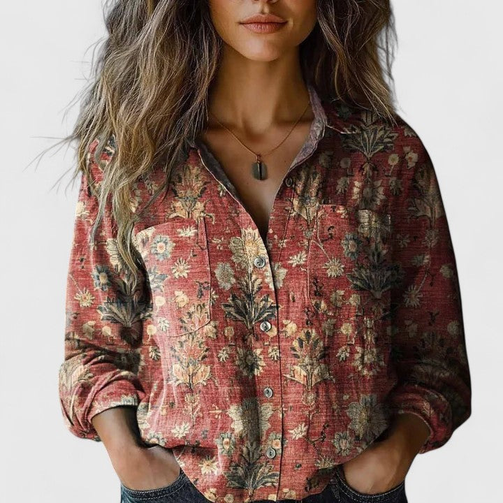 Covernorth Women's Floral Print Button-Down Shirt