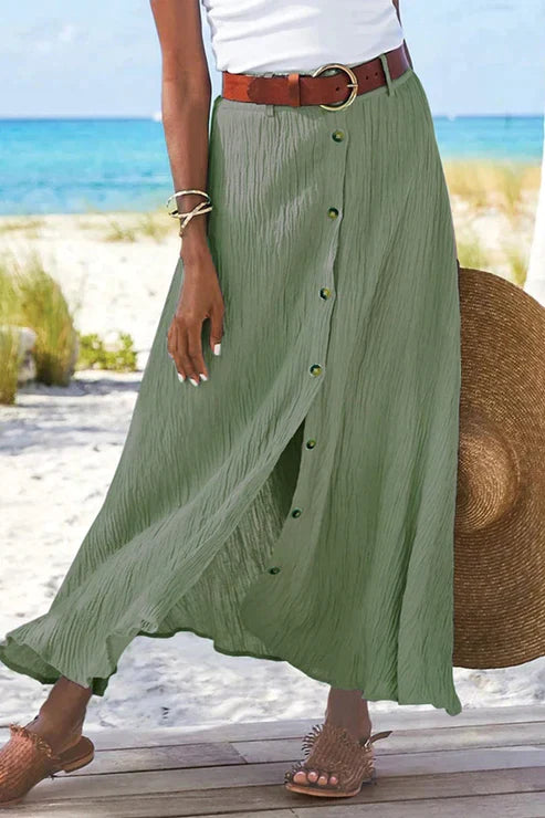 Women's Button-Front Textured Maxi Skirt