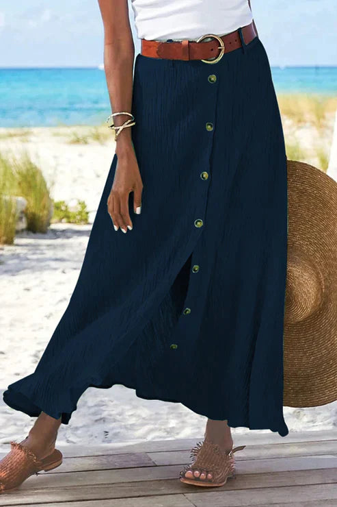 Women's Button-Front Textured Maxi Skirt