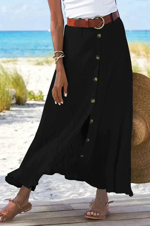 Women's Button-Front Textured Maxi Skirt