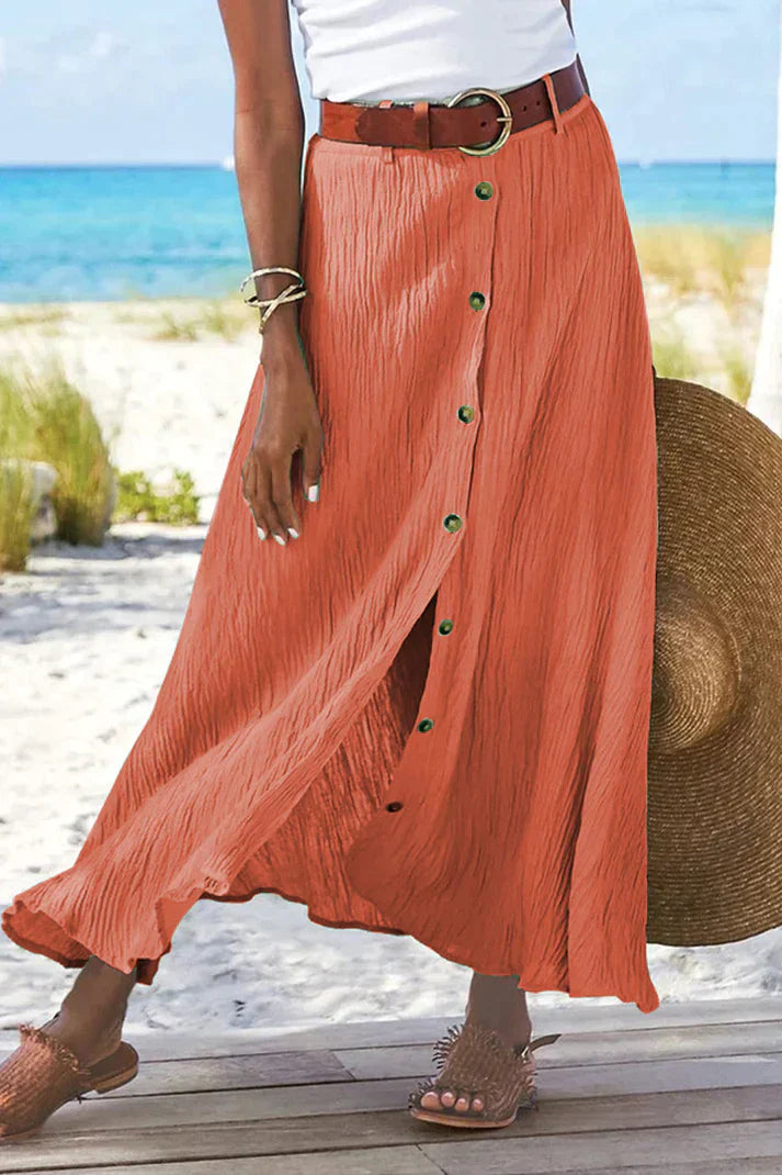 Women's Button-Front Textured Maxi Skirt