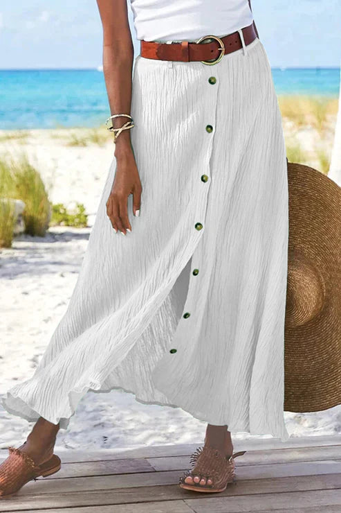 Women's Button-Front Textured Maxi Skirt