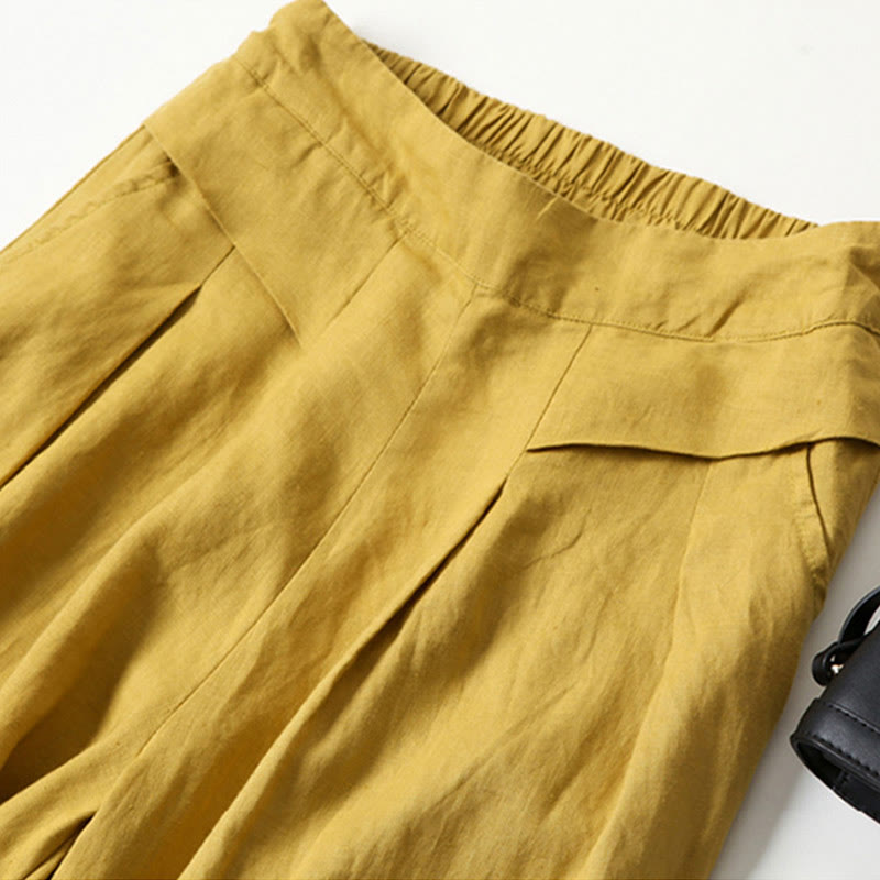 Women's High Waist Pleated Wide Leg Trousers