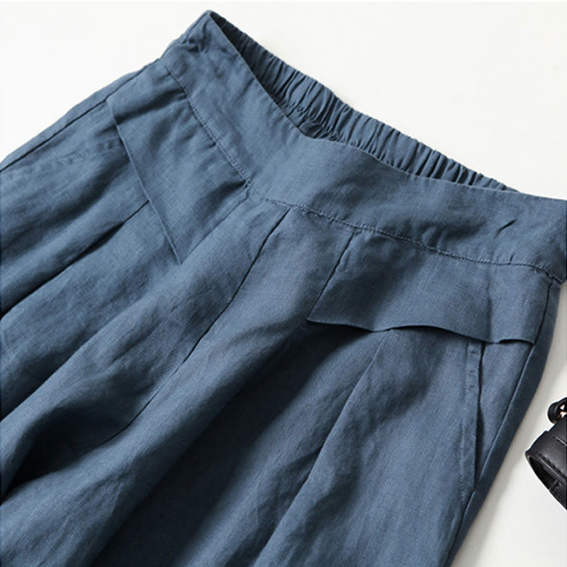 Women's High Waist Pleated Wide Leg Trousers