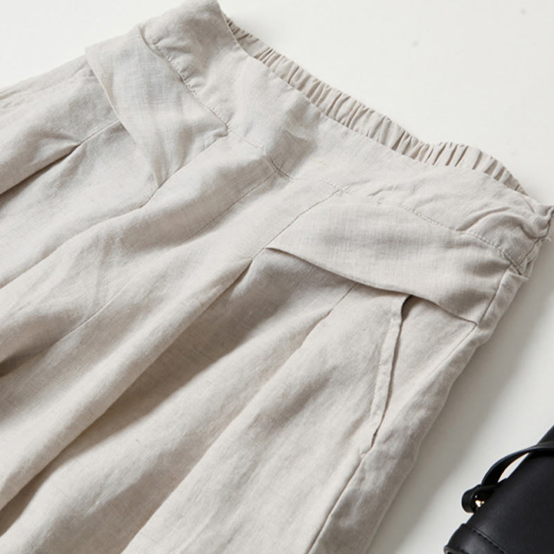 Women's High Waist Pleated Wide Leg Trousers
