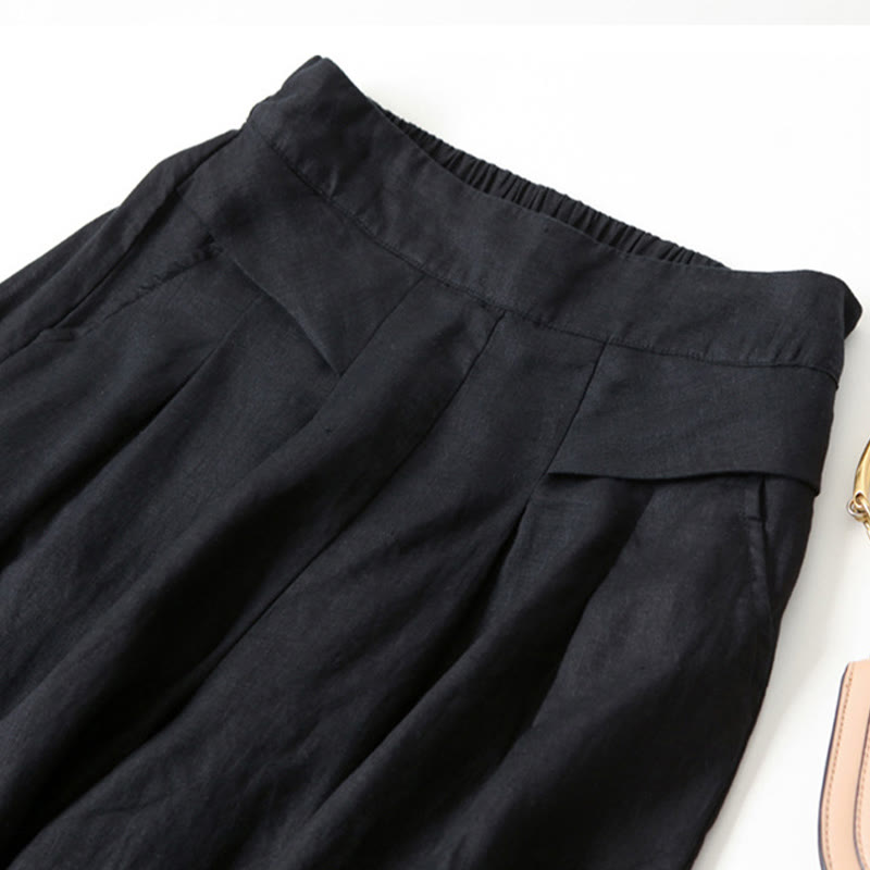 Women's High Waist Pleated Wide Leg Trousers