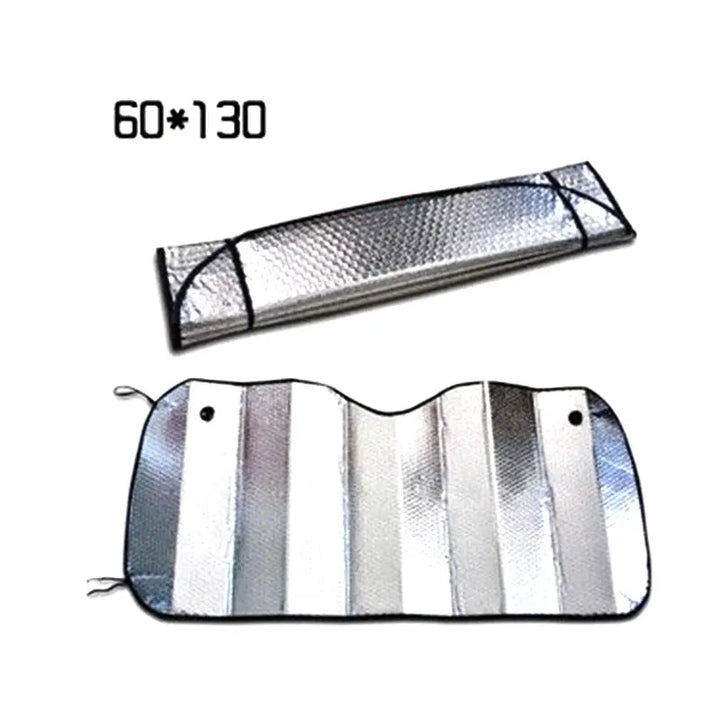 Car Windshield Sunshade | Foil Heat Deflector | Cool Interior, Front and Rear | Silver