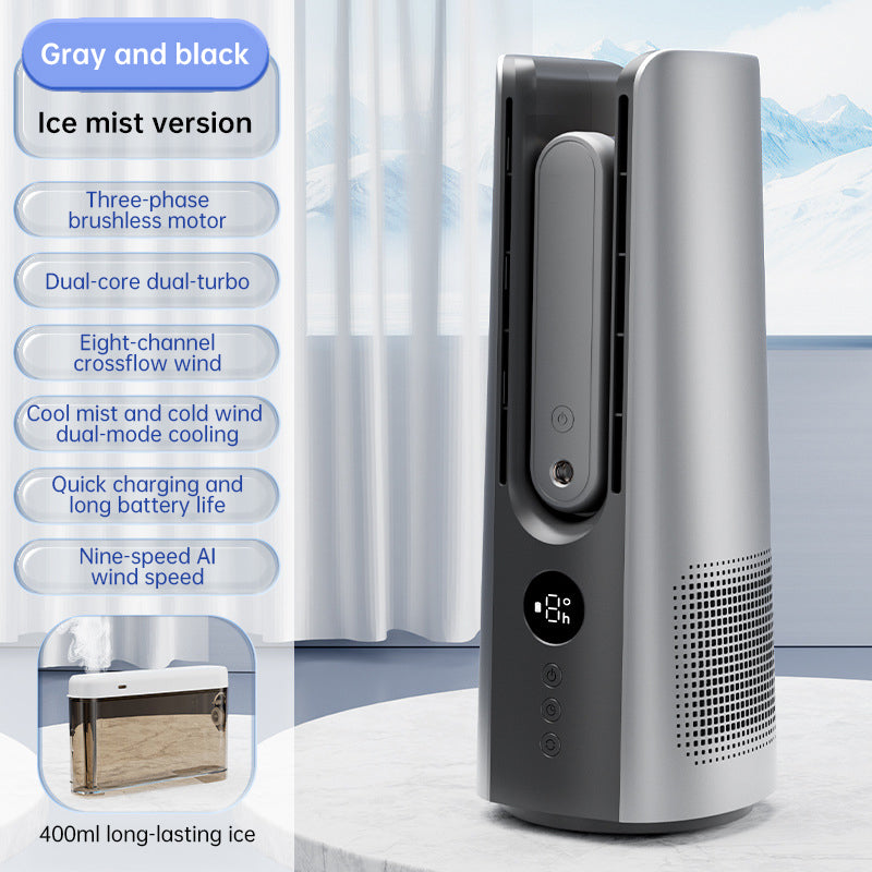 Ice Mist Portable Tower Fan │ Cooling, Bladeless, Quiet │ Bedroom & Office
