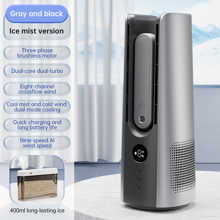 Ice Mist Portable Tower Fan │ Cooling, Bladeless, Quiet │ Bedroom & Office