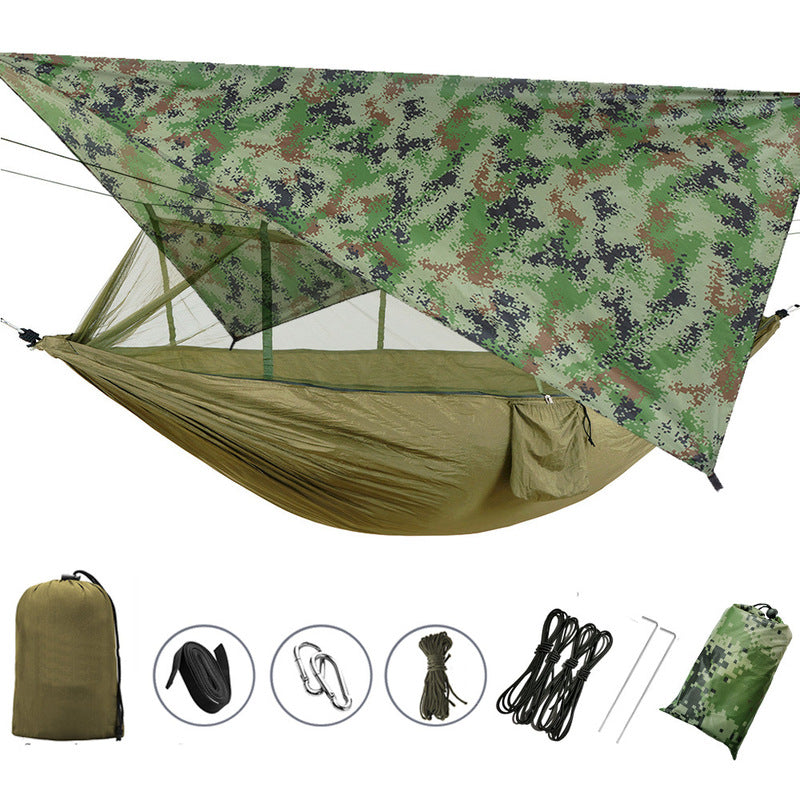 Outdoor Double Camping Hammock | 210T Taffeta & Bug Net | Hiking & Backyard