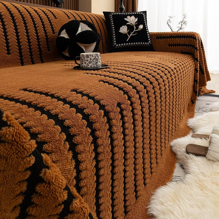 Textured Striped Sofa Cover Heavyweight Throw Cover