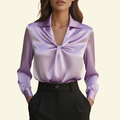Covernorth Women's Twist-Front Satin Blouse
