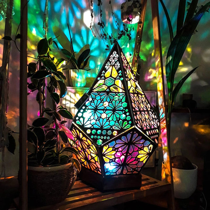 Bohemian Star Floor Lamp | Geometric Wood Projection | Living Room Decor