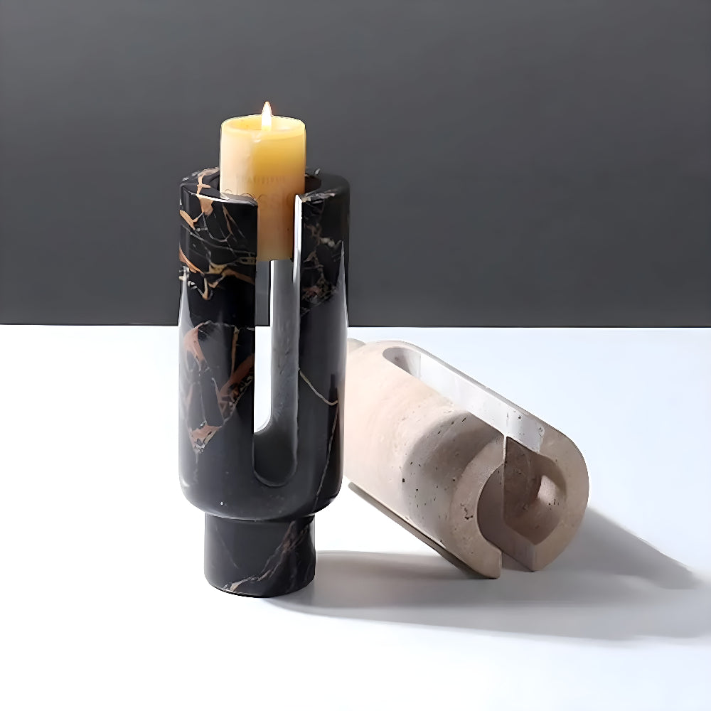 Modern Candle Holder │ Marble Stone Glow │ Dining Table Decor