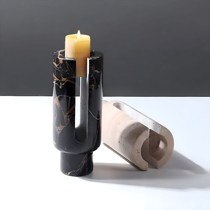 Modern Candle Holder │ Marble Stone Glow │ Dining Table Decor