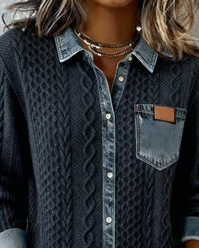Covernorth Women's Knit Splice Button-Down Shirt