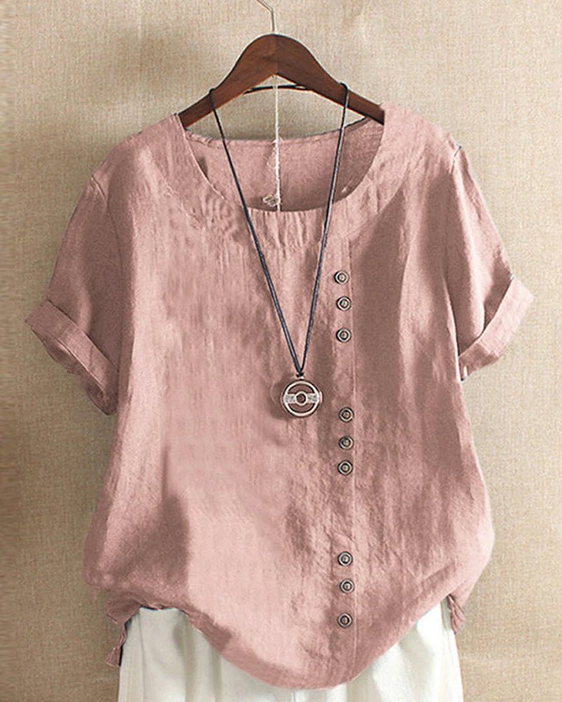 Covernorth Women's Short Sleeve Button-Detail Blouse