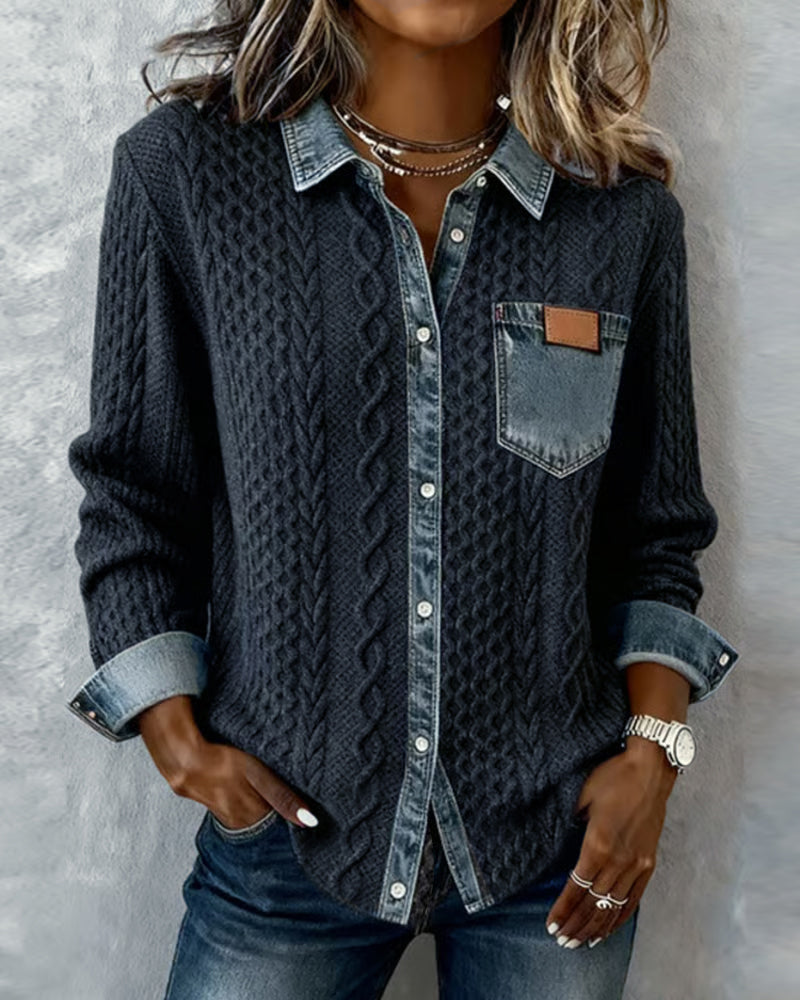Covernorth Women's Knit Splice Button-Down Shirt