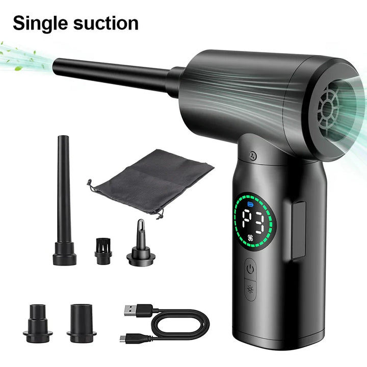 Cordless Air Compressor | Blow & Vacuum Cleaner | Car & Desk | Black