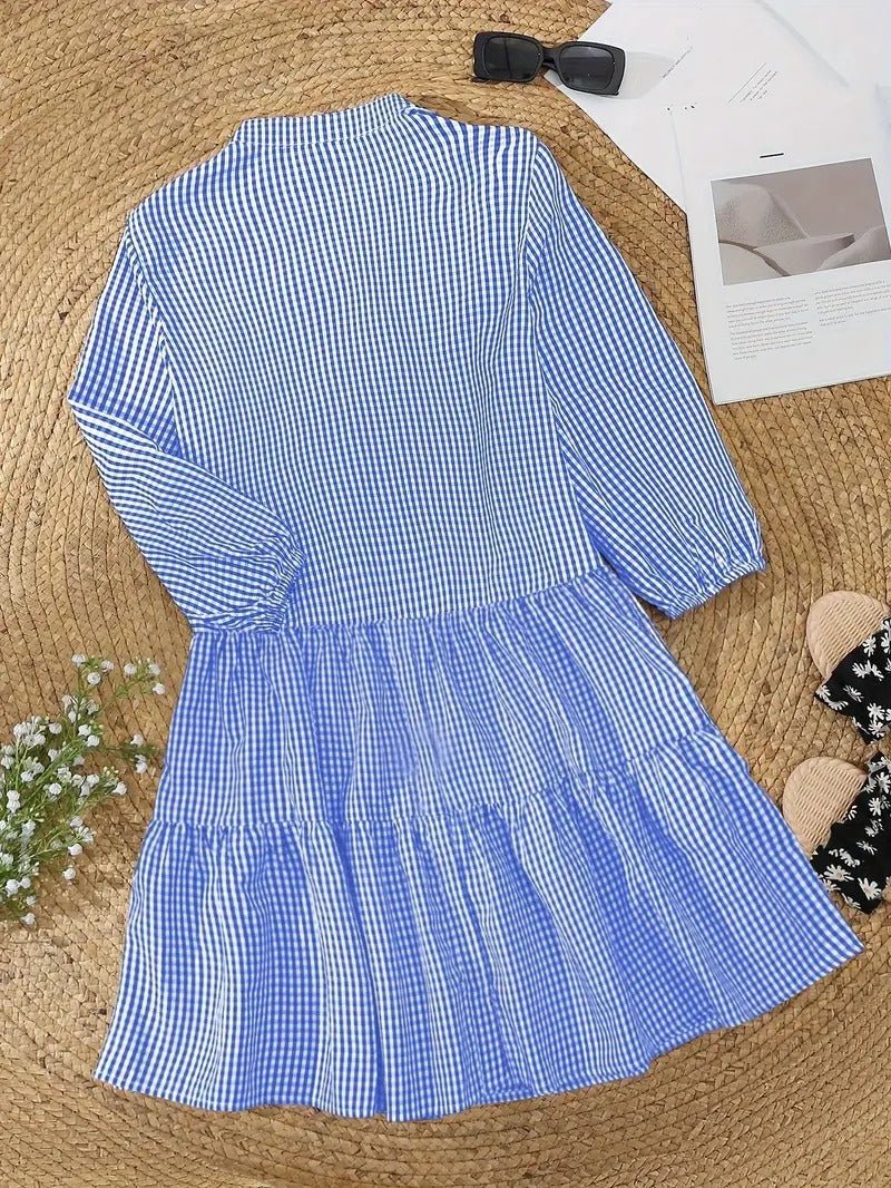 Women's Striped Tiered Button Down Shirt Dress