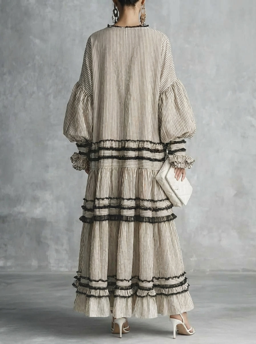 Covernorth Women's Striped Tiered Maxi Dress