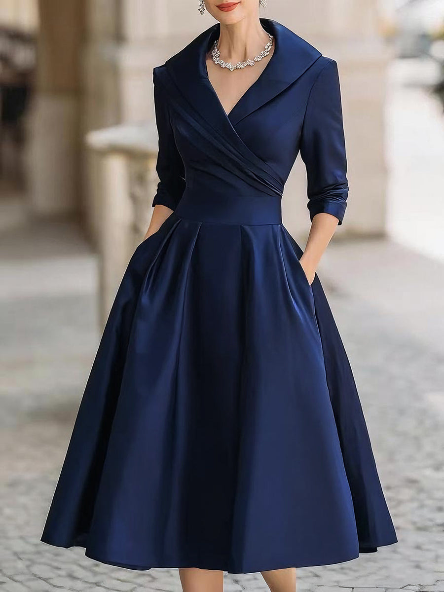 Women's Retro Collared A-Line Dress