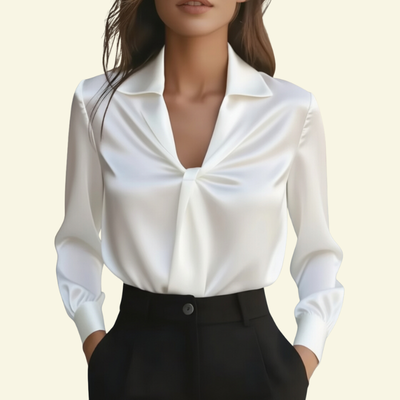 Covernorth Women's Twist-Front Satin Blouse