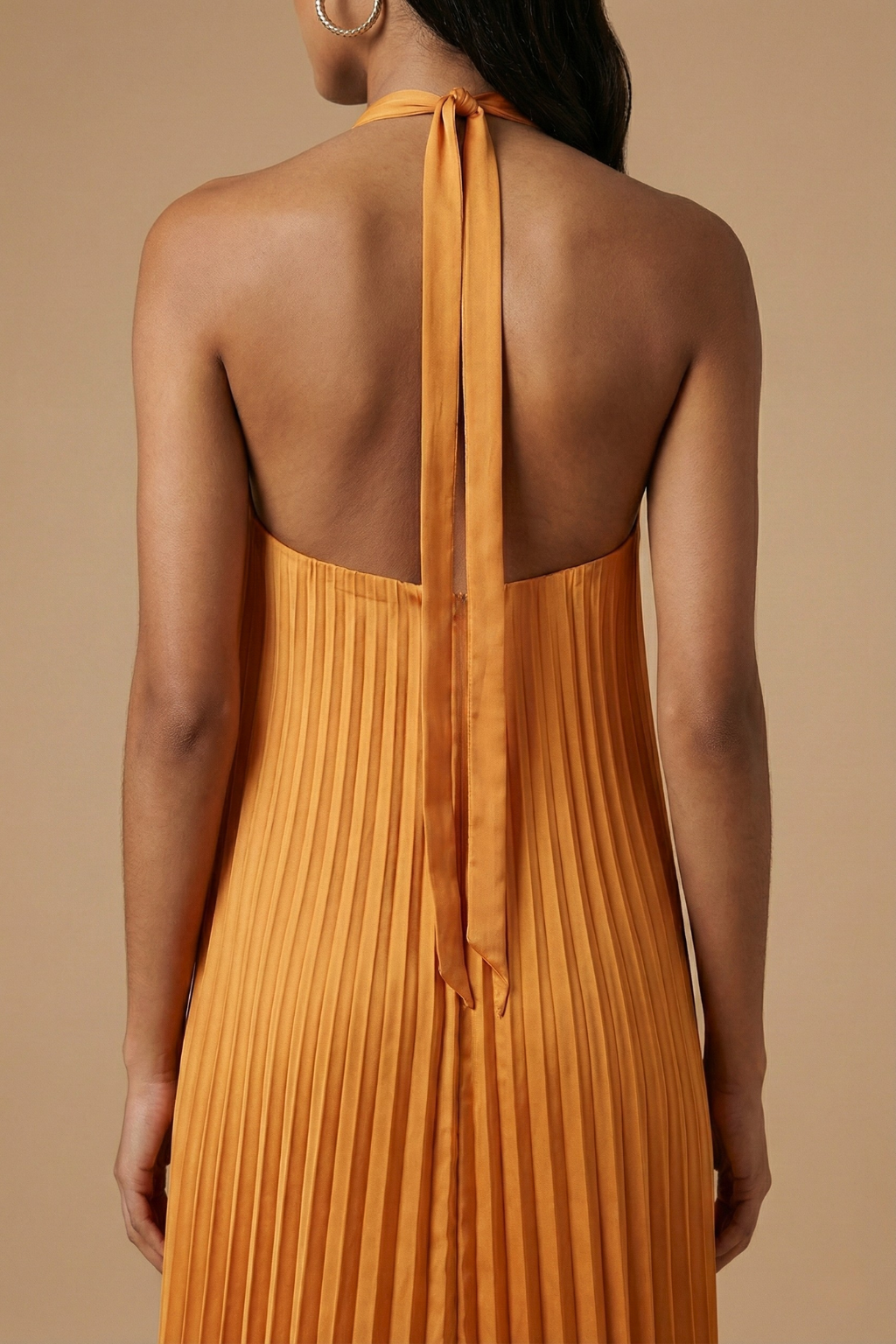 Women's Cross-Front Pleated Halter Maxi Dress