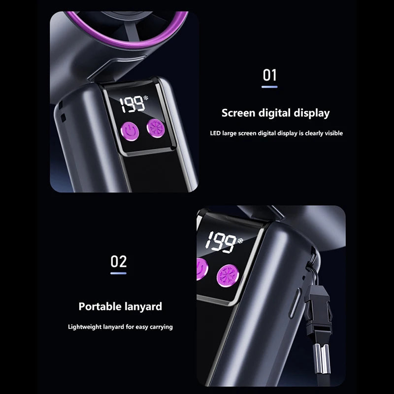 Portable Cooling Fan | 5-Speed High Wind Airflow | Travel & Desk