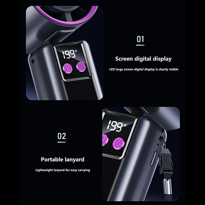 Portable Cooling Fan | 5-Speed High Wind Airflow | Travel & Desk